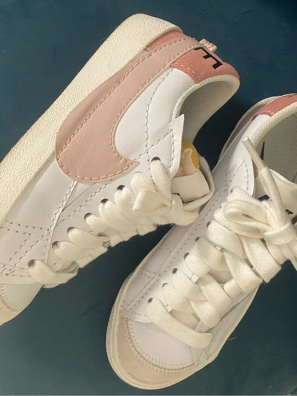 Nike White and Pink Blazer Low 77 Sneakers Size 6